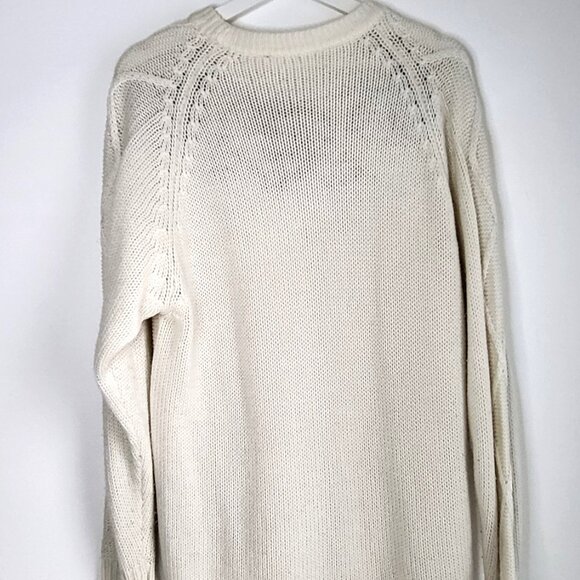 Vintage Embroidered Heart Floral Sweater • Cottagecore Cable Knit Cream Pullover - Picture 2 of 6